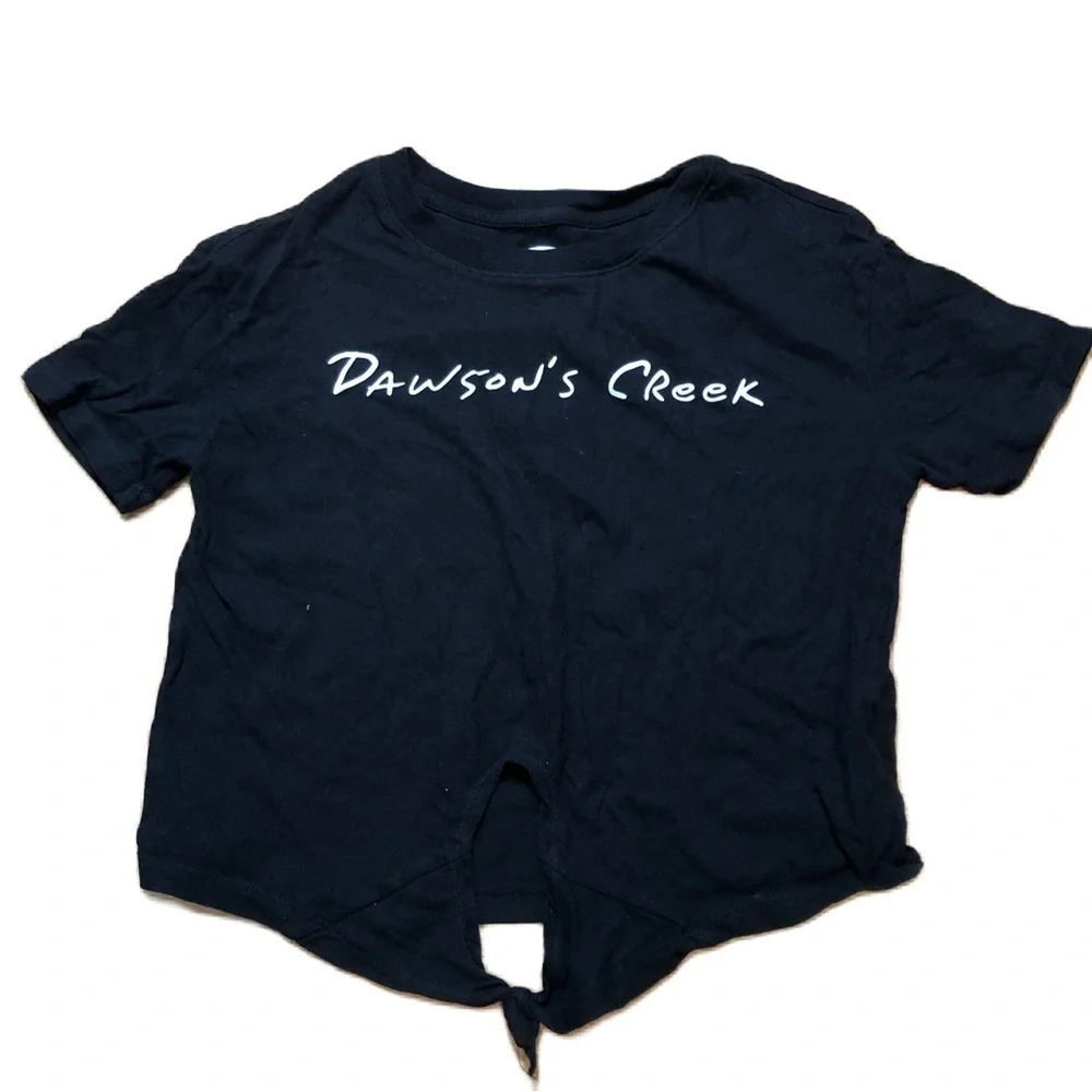 Dawson’s Creek T-shirt Medium Girls Black White Waist Tie